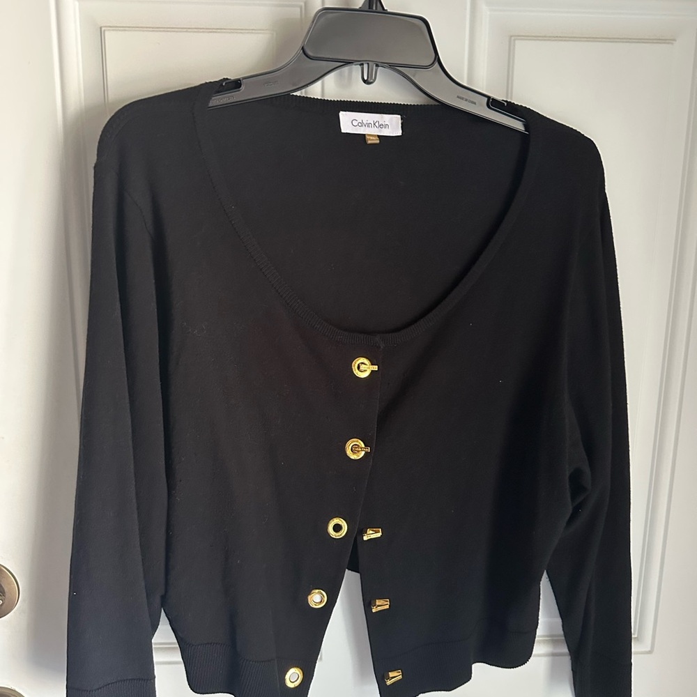 Calvin Klein Black Cardigan with Gold Buttons